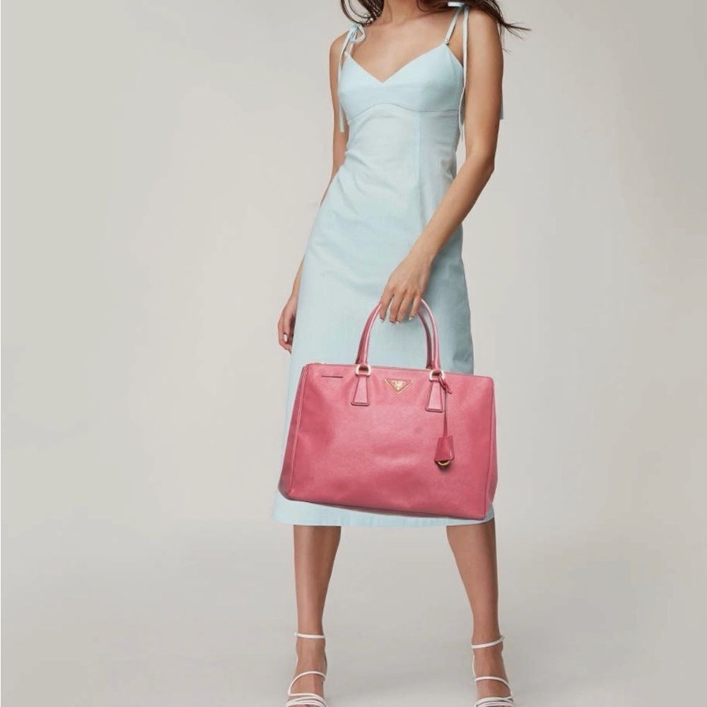 Prada Dark Pink Saffiano Leather Large Double Zip Tote - Picture 3 of 5